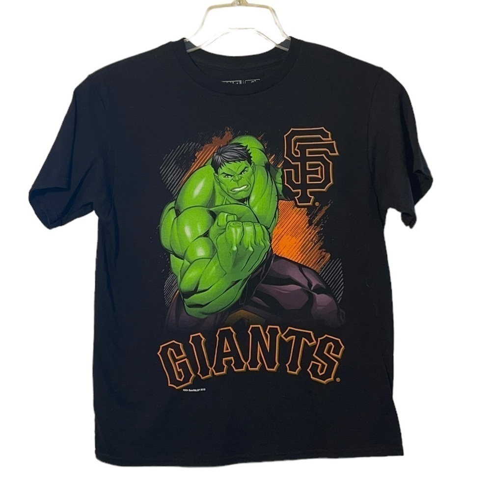 NWOT Boys Marvel / MBLP SF Giants collaboration Tee. Hulk & SF Giants. Size LG - Picture 4 of 7